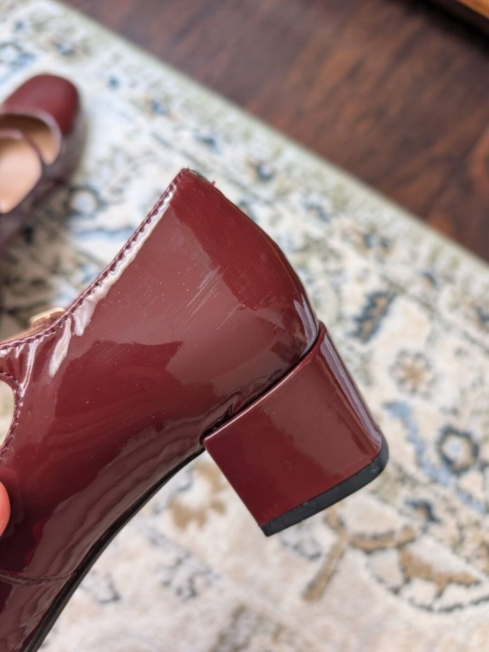 Madewell Nettie Heeled Mary Jane Size 7,5 Burgundy - Picture 10 of 12